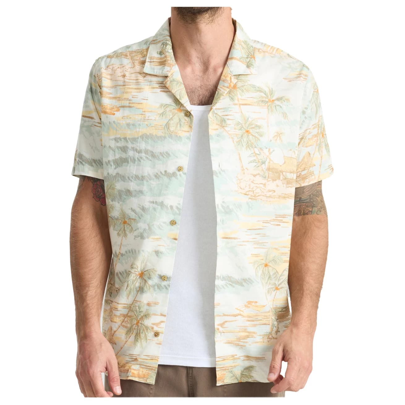Мъжка риза с копчета Roark Gonzo S/S Woven Shirt - Seafoam