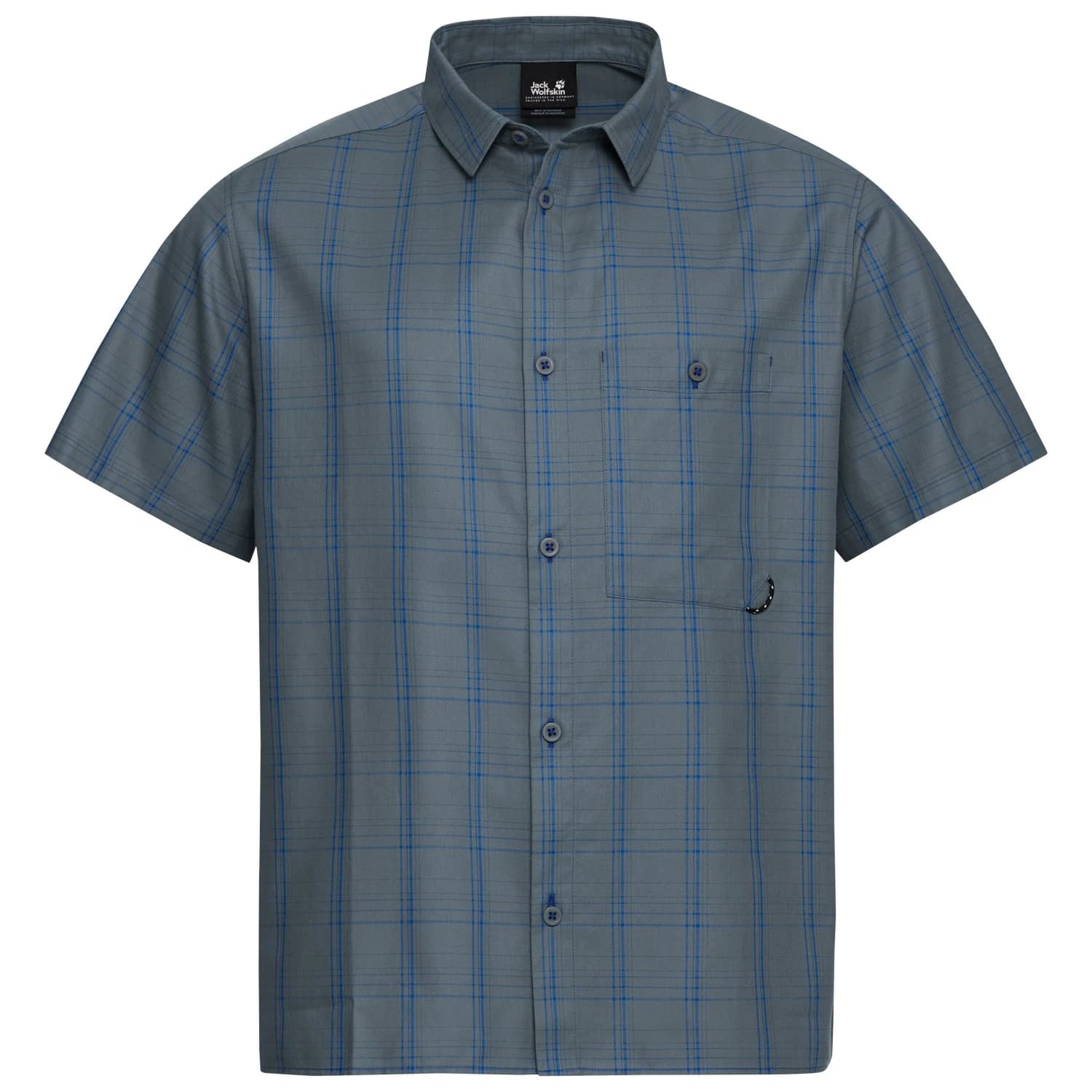 Мъжка риза с копчета Jack wolfskin Hot Trail Shirt - Check Blue Orchid