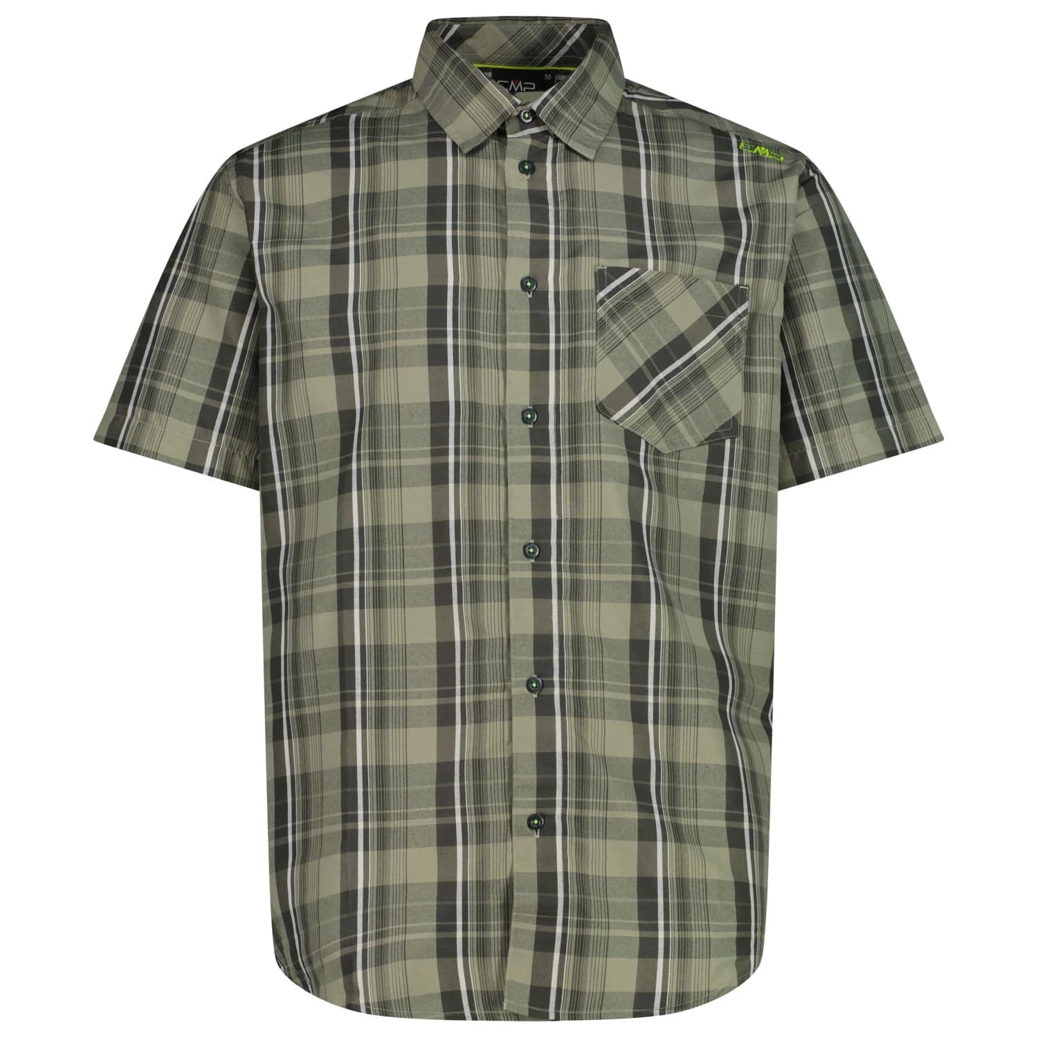 Мъжка риза с копчета CMP Full Button Shirt - Sage / Pine / Bianco