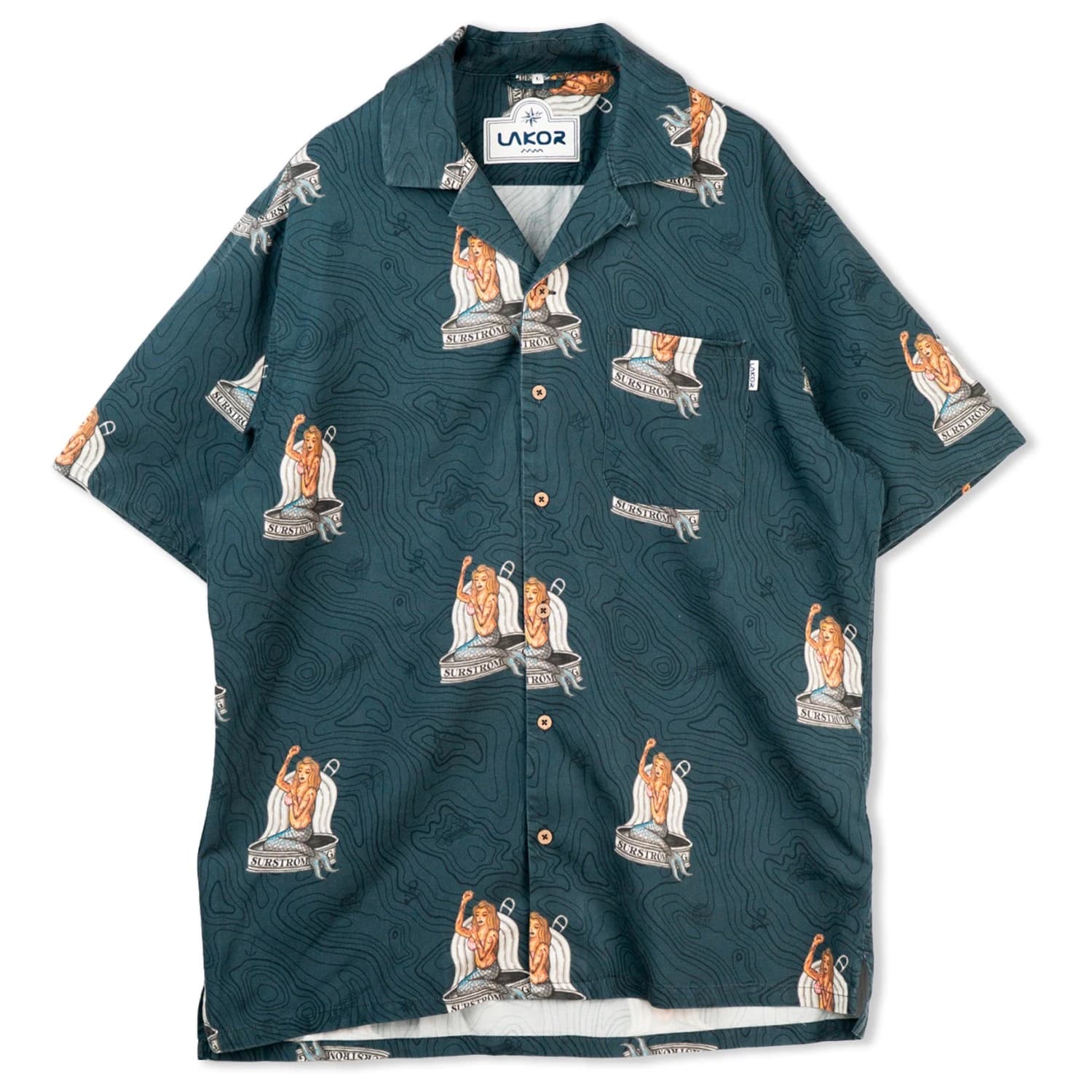 Мъжка риза с копчета LAKOR Save The Mermaids Short Sleeve Shirt - Midnight Navy