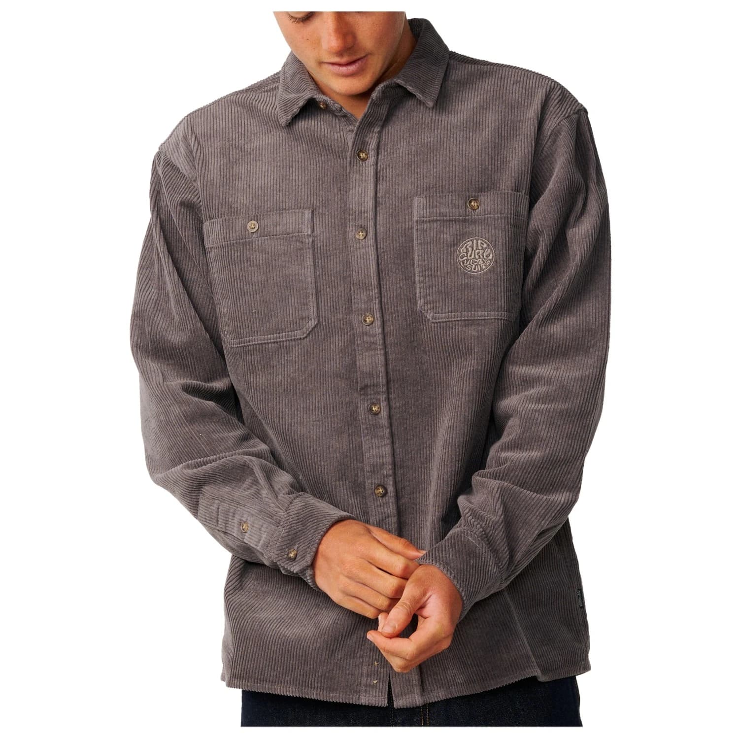 Мъжка риза с копчета Rip Curl Premium Surf Cord L/S Shirt - Deep Mushroom