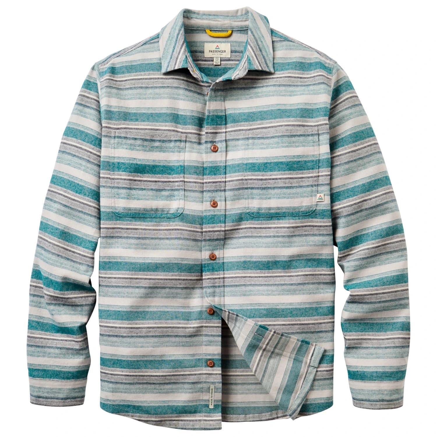 Мъжка риза с копчета Passenger Backcountry Stripe Light Shirt - Grey Marl / Mediterranean Stripe