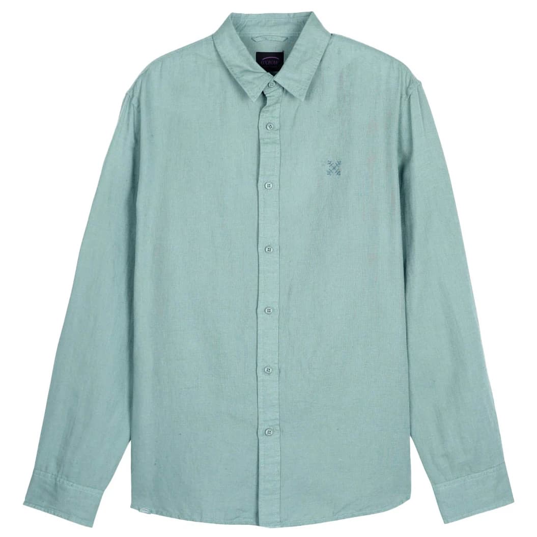 Мъжка риза с копчета Oxbow Linen Long Sleeves Shirts Shirt - Cactus