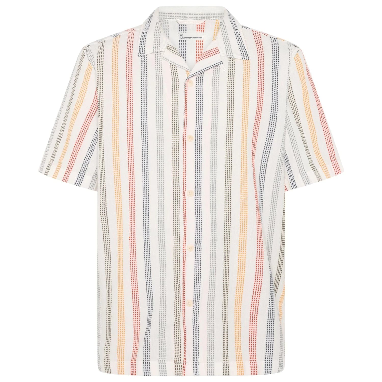 Мъжка риза с копчета Knowledgecotton apparel Organic Cotton Striped Shirt - Multi Color Stripe