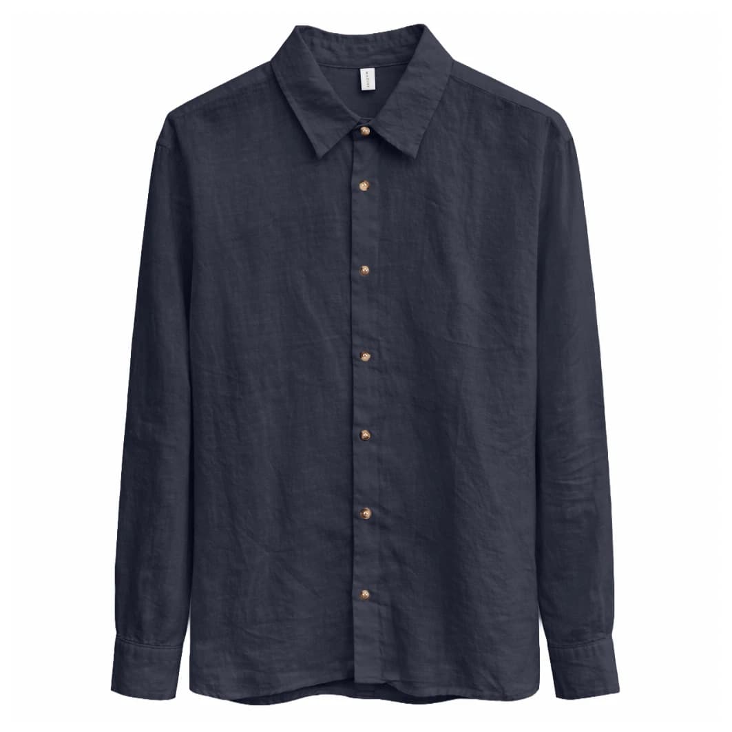 Мъжка риза с копчета Mazine Classic Linen Shirt - Ink Blue