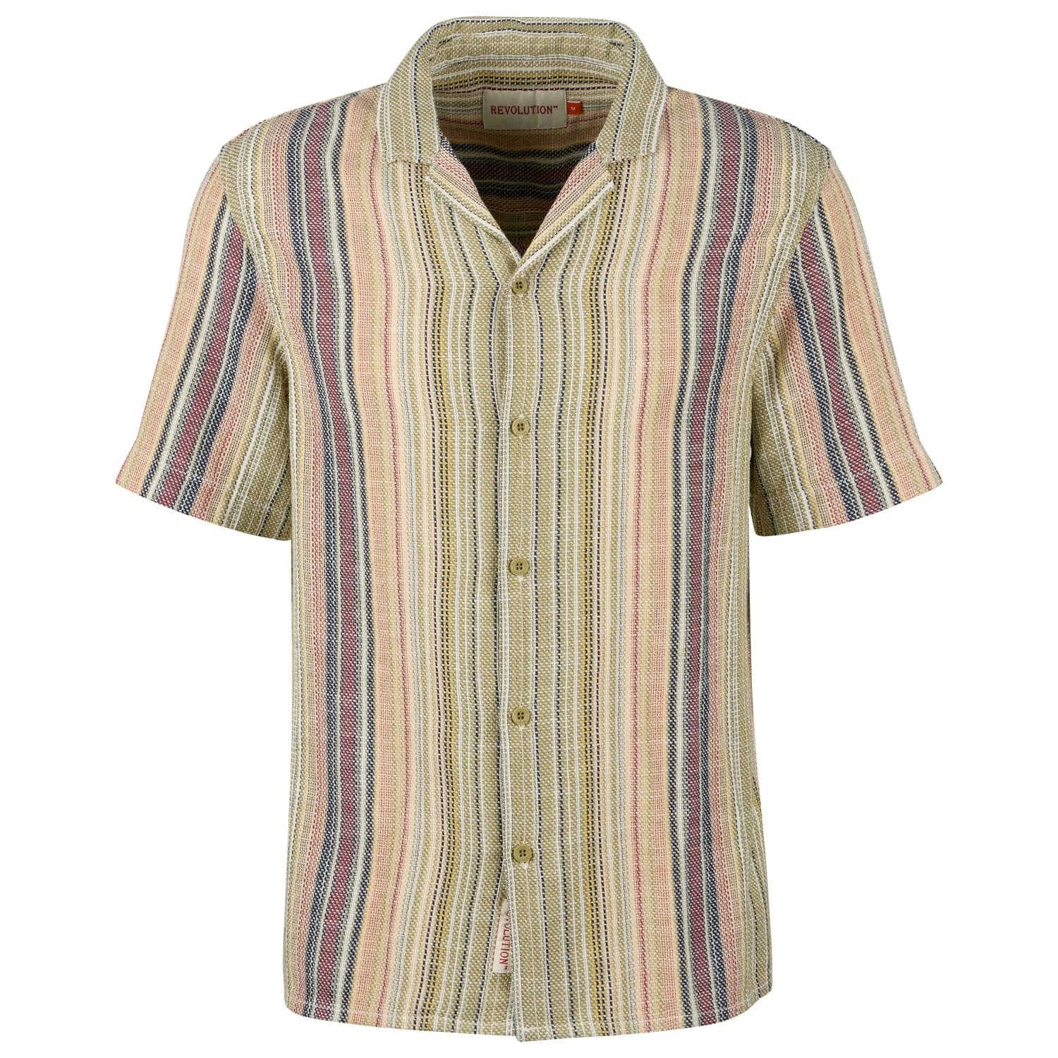 Мъжка риза с копчета Revolution Cuban Shirt Striped S/S Shirt - Army