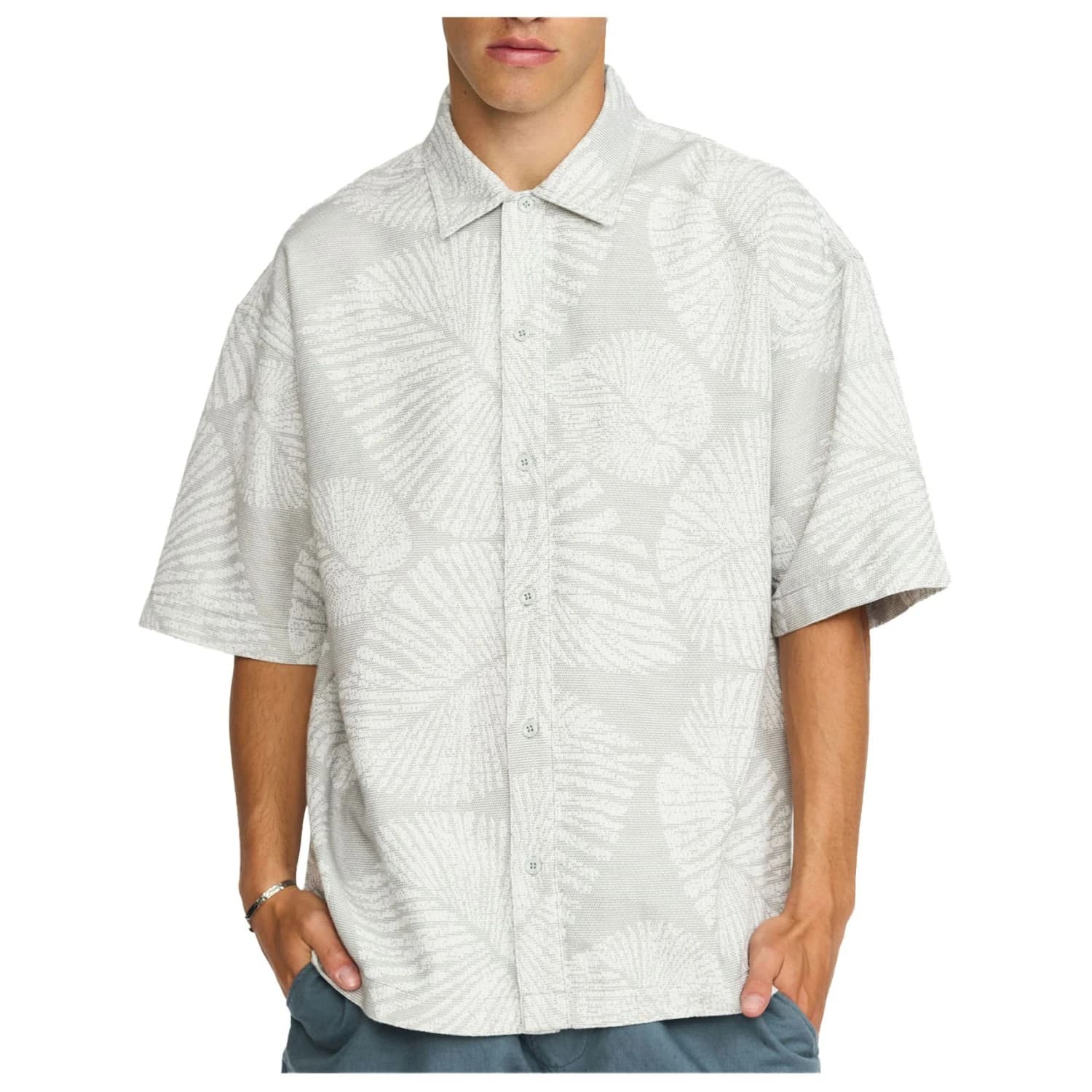 Мъжка риза с копчета Revolution Oversize Short-Sleeved Shirt - Grey