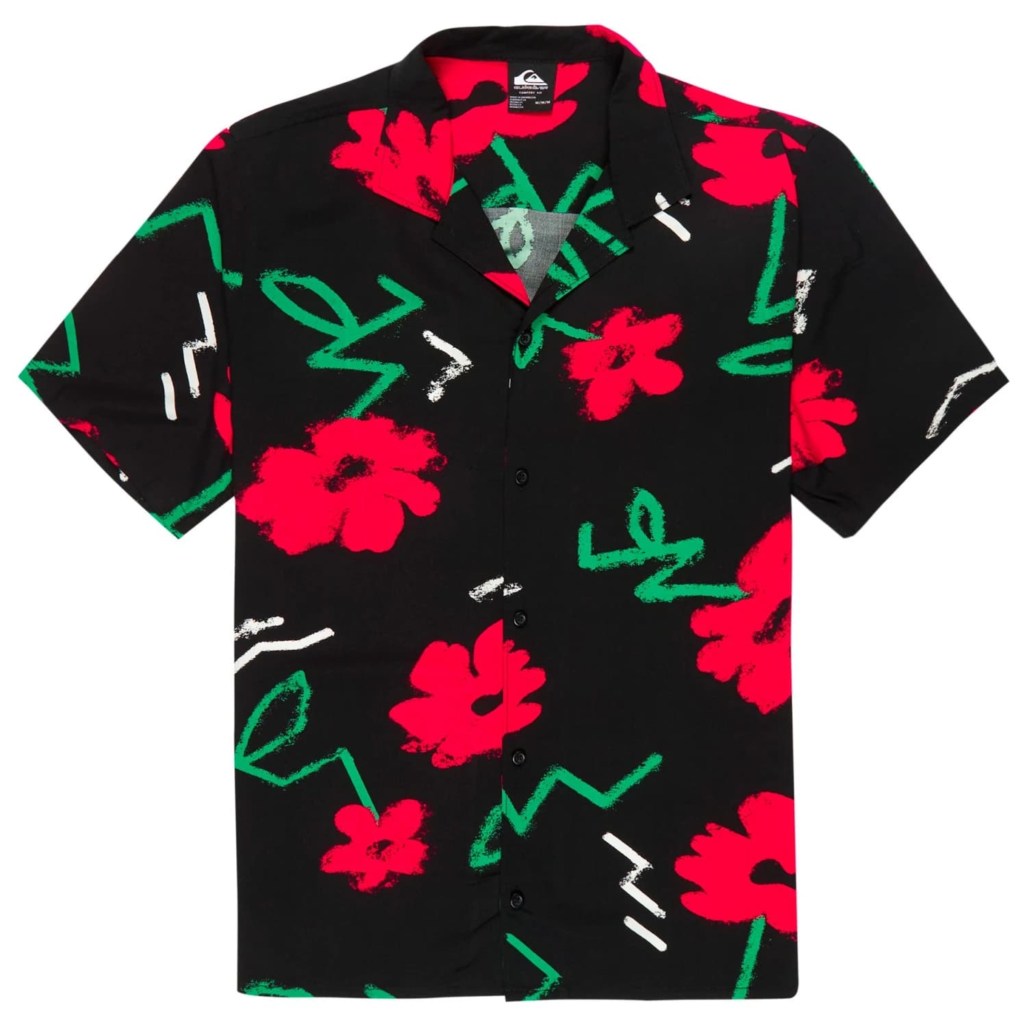 Мъжка риза с копчета Quiksilver Safe Paradise S/S Shirt - Black Street Floral 64