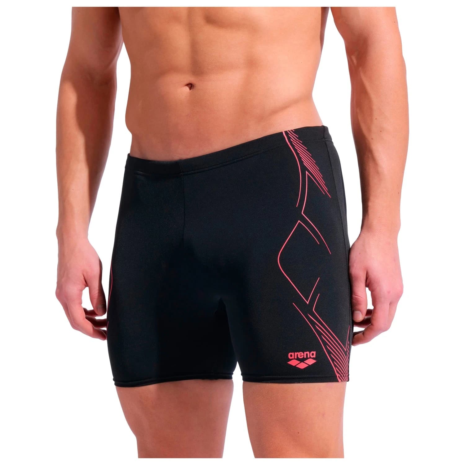 Мъжки бански слипове Arena Graphic Swim Mid Jammer Swim brief - Black / Bright Coral