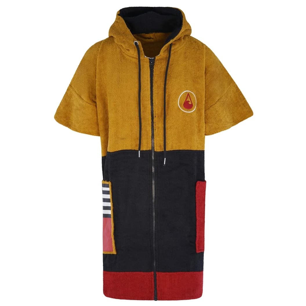 Пончо за сърф Wave hawaii Zip Poncho Dusty Cv Surf poncho - Schwarz / Rot / Senfgelb