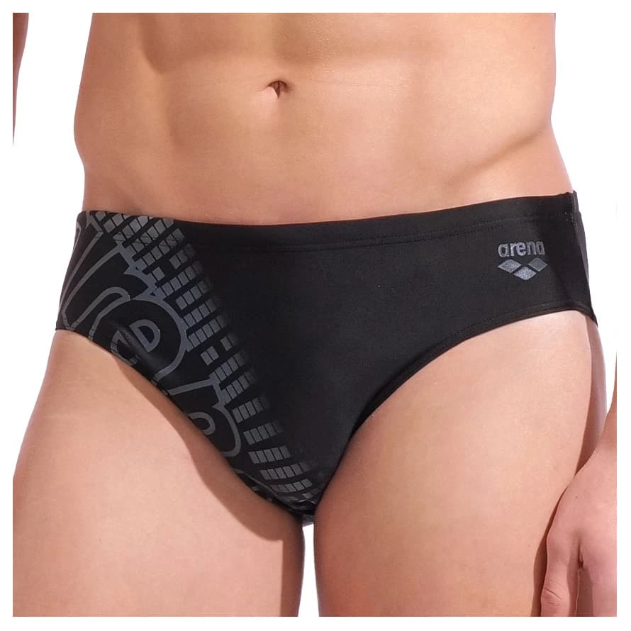 Мъжки бански слипове Arena Playful Swim Briefs - Black / Asphalt