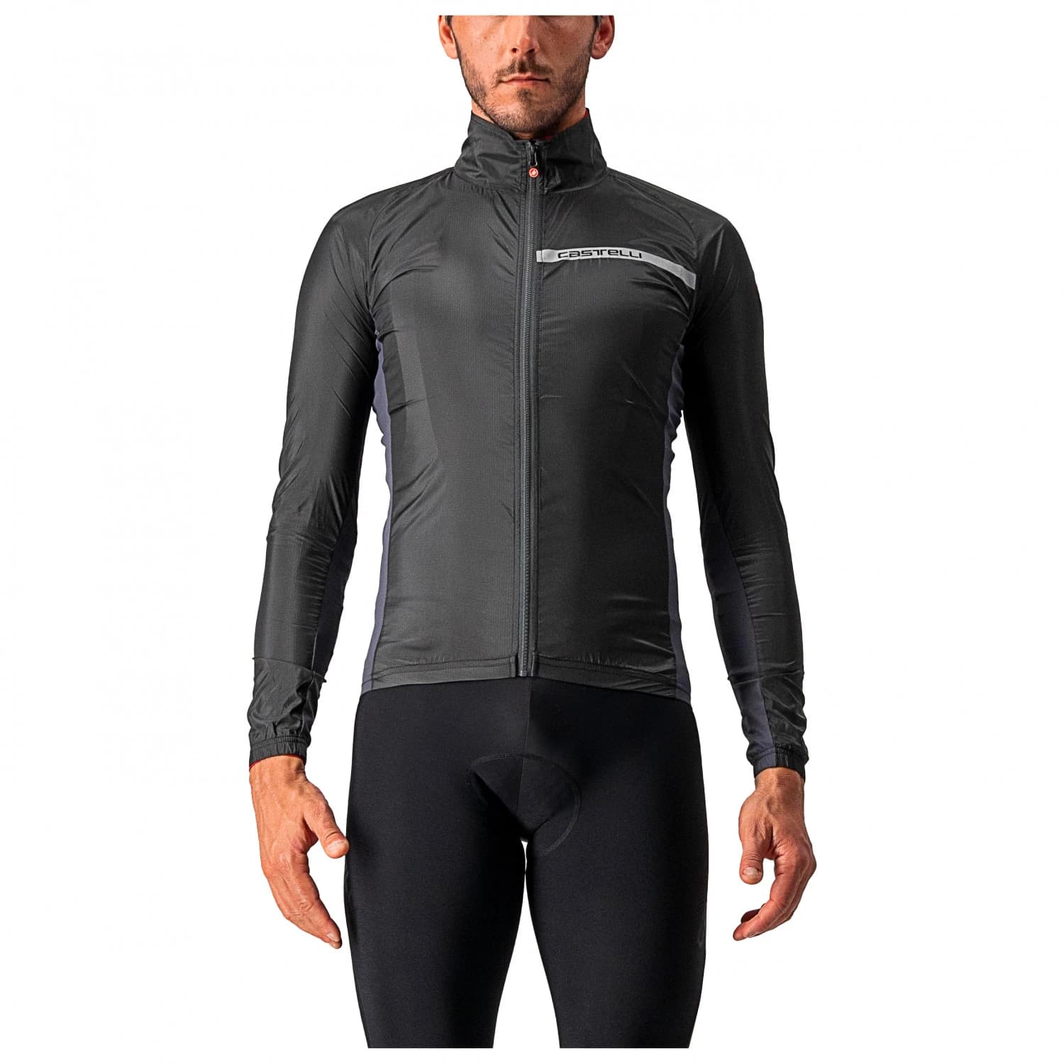 Мъжко ветрозащитно яке за колоездене Castelli Squadra Stretch Jacket Cycling jacket - Light Black / Dark Grey