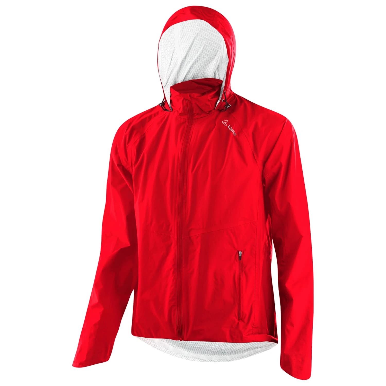 Мъжко водоустойчиво яке за колоездене Löffler Jacket with Hood Comfort Fit WPM Pocket Cycling jacket - Red