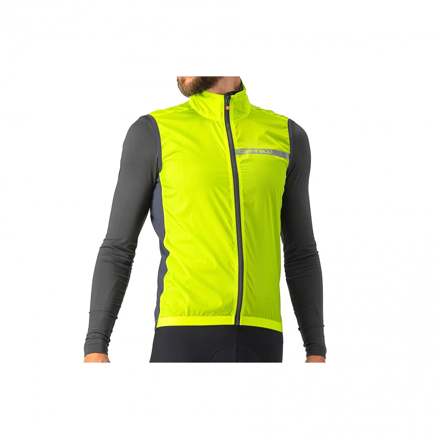 Мъжки елек за колоездене Castelli Squadra Stretch Vest Cycling vest - Electric Lime / Dark Grey