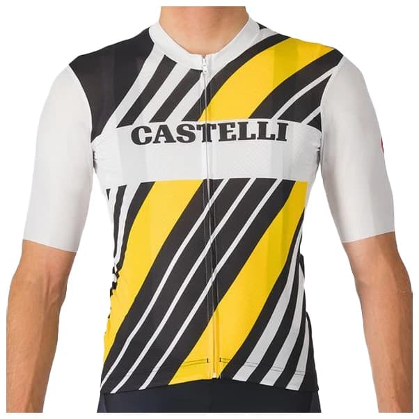 Мъжка фланелка с къс ръкав за колоездене Castelli Heritage Jersey Cycling jersey - Black / White / Yellow