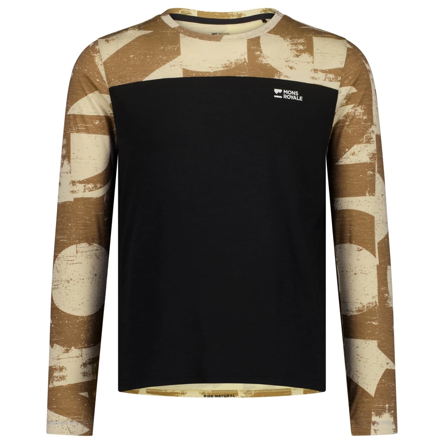 Мъжка фланелка с дълъг ръкав за колоездене Mons Royale Diversion Merino Bike Jersey L/S Cycling jersey - MR Grunge / Black