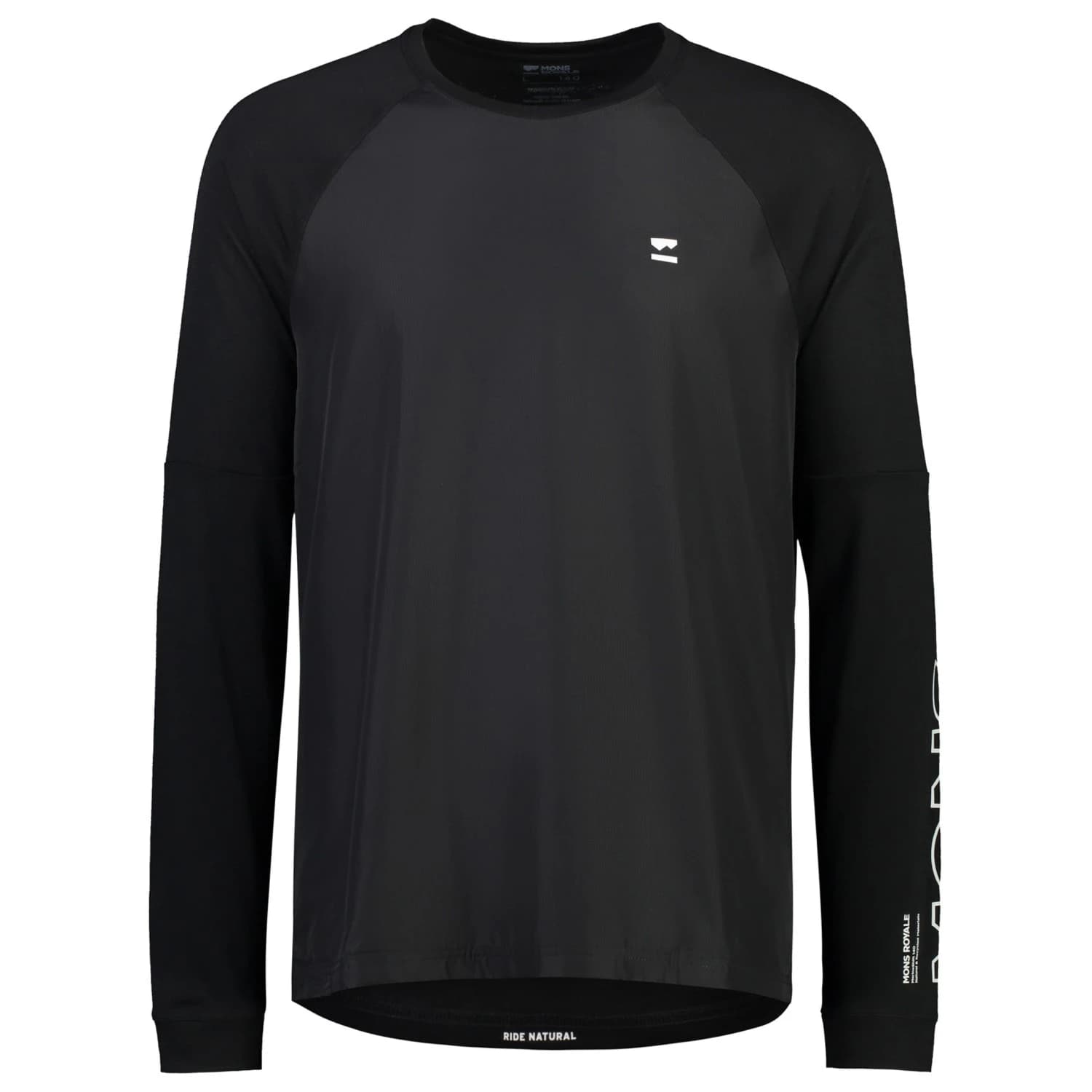Мъжка фланелка с дълъг ръкав за колоездене Mons Royale Tarn Merino Bike Wind Jersey Cycling jersey - Black