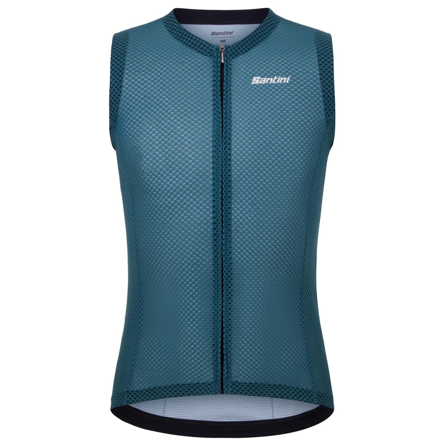 Мъжка фланелка с къс ръкав за колоездене Santini Opal Sleeveless Jersey Cycling singlet - Petrolio