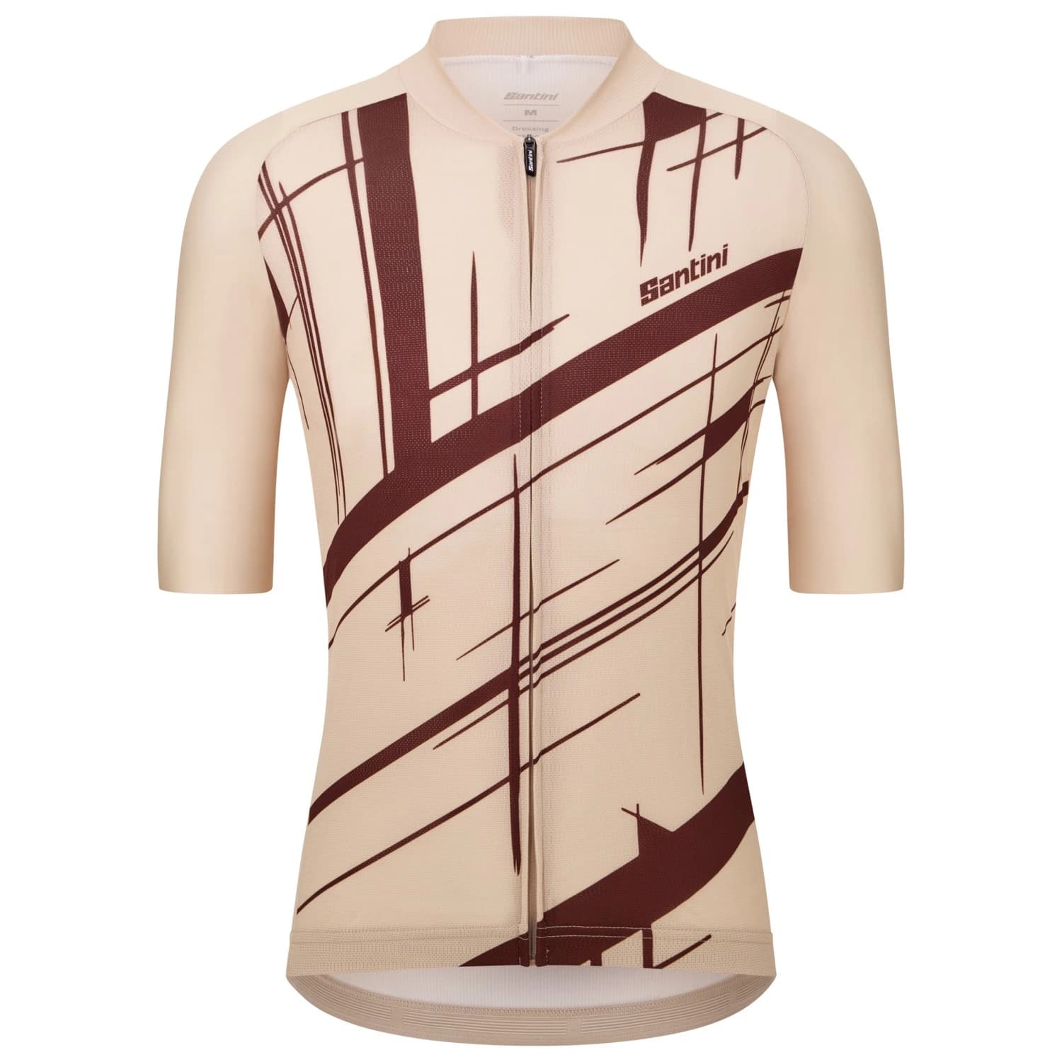 Мъжка фланелка с къс ръкав за колоездене Santini Sketch S/S Jersey Cycling jersey - Cappuccino