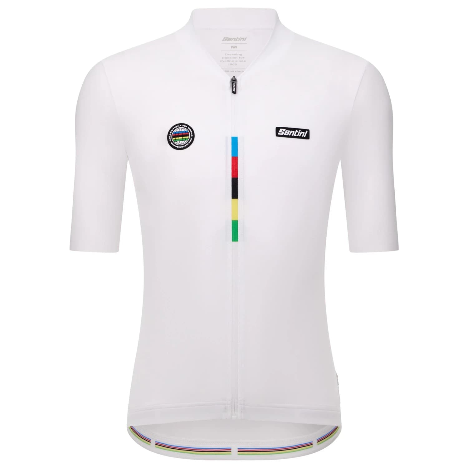 Фланелка с къс ръкав за колоездене Santini UCI World Champion Jersey Mondo Cycling jersey - Bianco