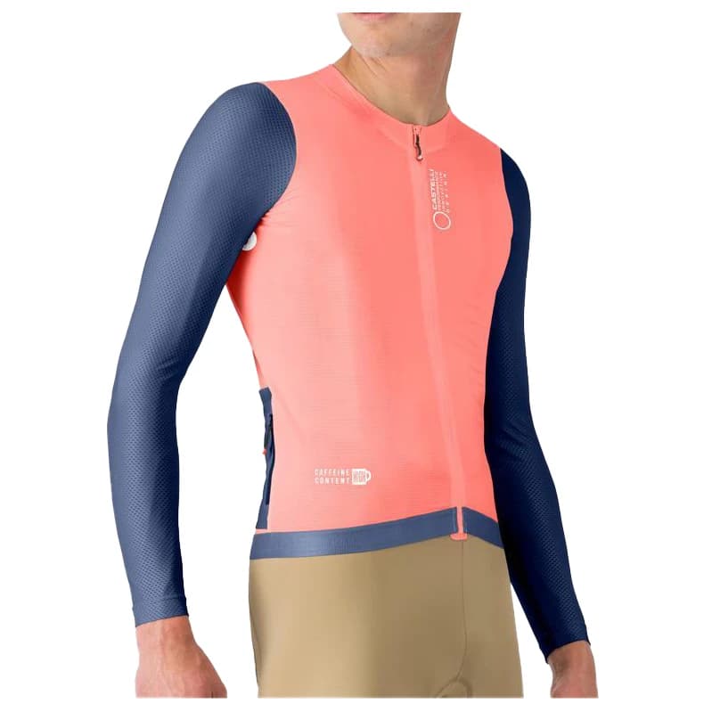 Мъжка фланелка с дълъг ръкав за колоездене Castelli Corretto L/S Jersey Cycling jersey - Brilliant Pink / Belgian Blue-W