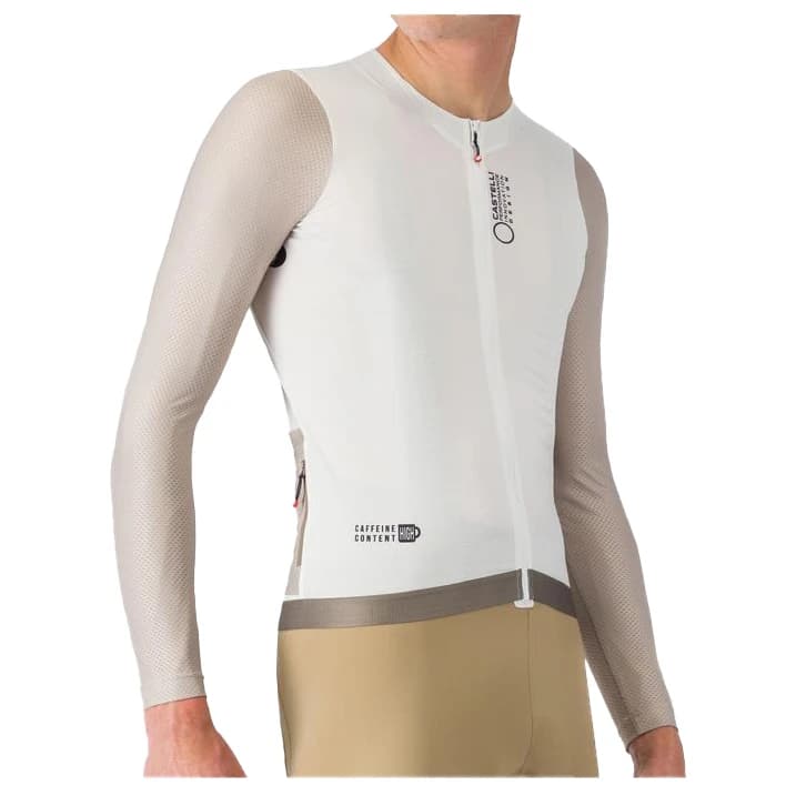 Мъжка фланелка с дълъг ръкав за колоездене Castelli Corretto L/S Jersey Cycling jersey - Ivory / Clay-Black