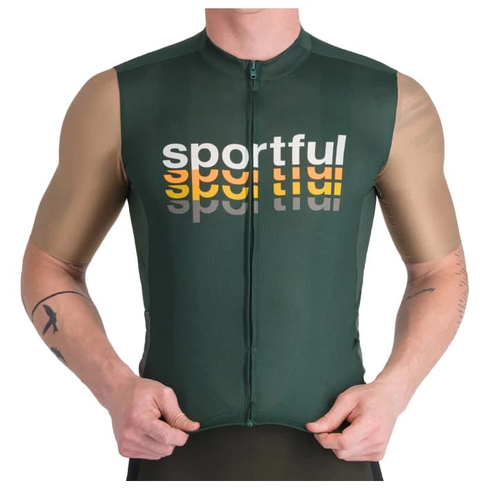 Мъжка фланелка с къс ръкав за колоездене Sportful Supergiara 2 Logo Jersey Cycling jersey - Oblivion Green