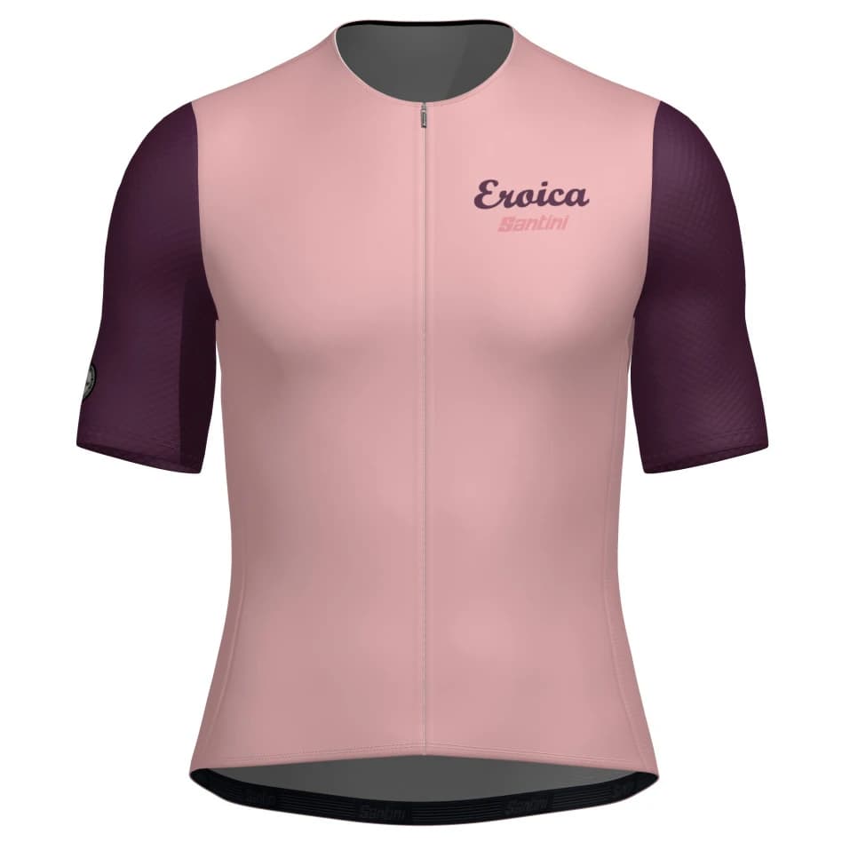 Фланелка с къс ръкав за колоездене Santini Eroica Borgo Jersey Cycling jersey - Rosa