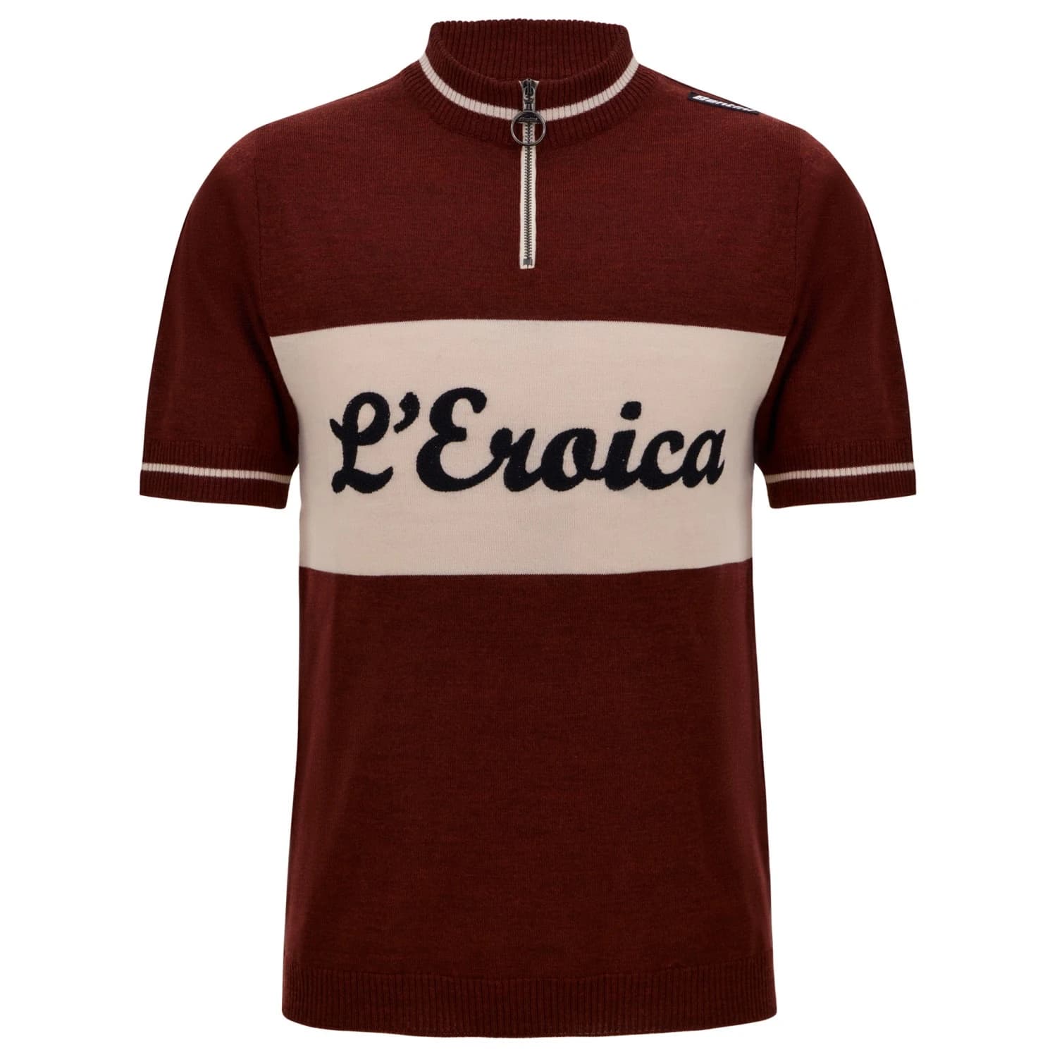 Мъжка фланелка с къс ръкав за колоездене Santini Eroica Vino Wool Jersey Cycling jersey - Bordeaux
