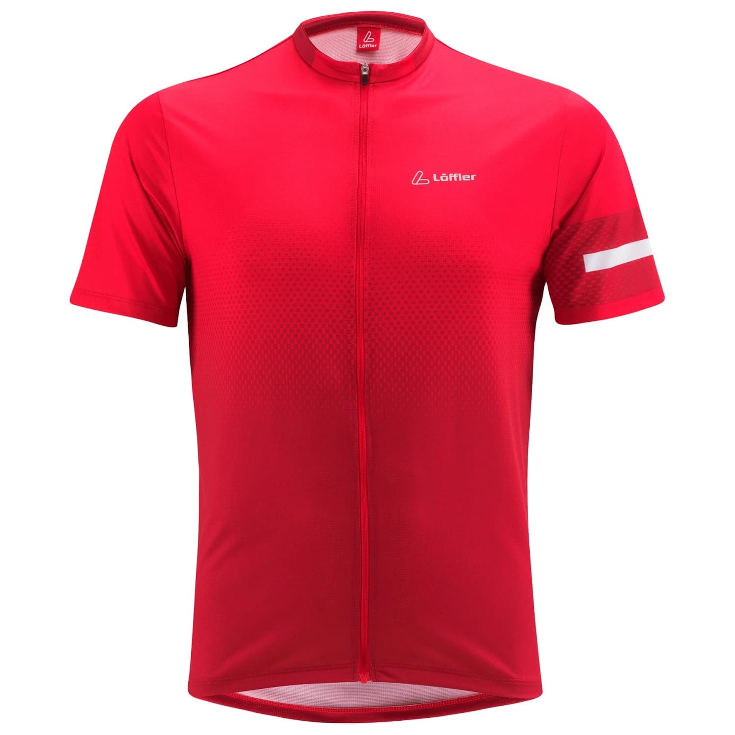 Мъжка фланелка с къс ръкав за колоездене Löffler Bike Shirt Full-Zip Dimi Cycling jersey - Red