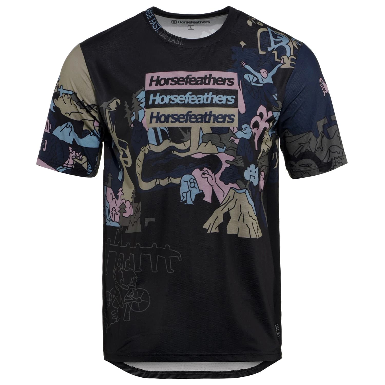 Мъжка фланелка с къс ръкав за колоездене Horsefeathers Quantum Bike Jersey Cycling jersey - Doodle