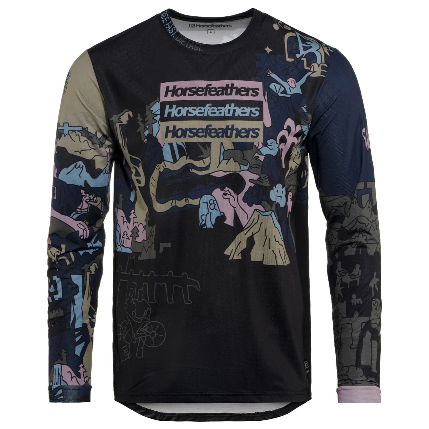Мъжка фланелка с дълъг ръкав за колоездене Horsefeathers Quantum L/S Bike Jersey Cycling jersey - Doodle
