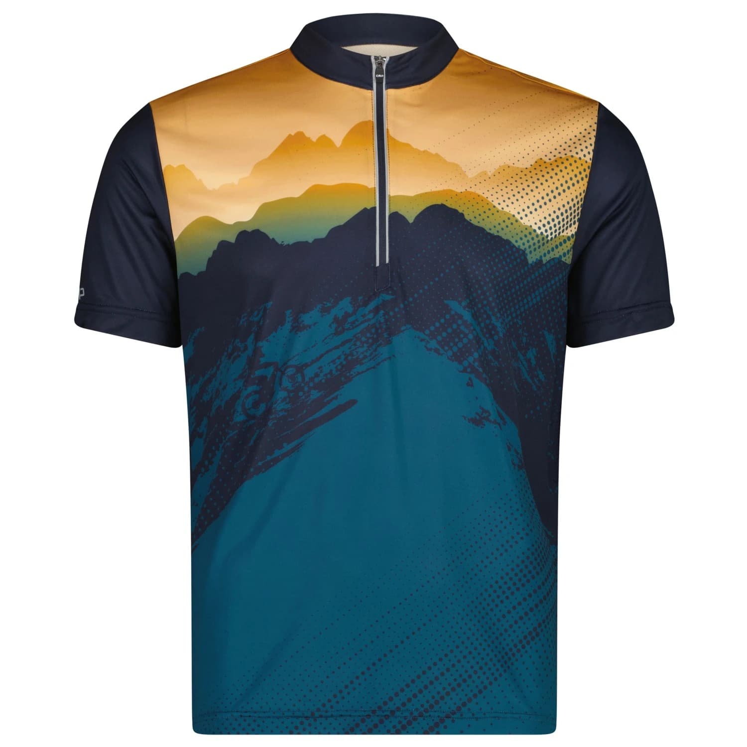 Мъжка фланелка с къс ръкав за колоездене CMP T-Shirt Freebike with Backpocket Cycling jersey - B. Blue / Petroleum / Curcuma