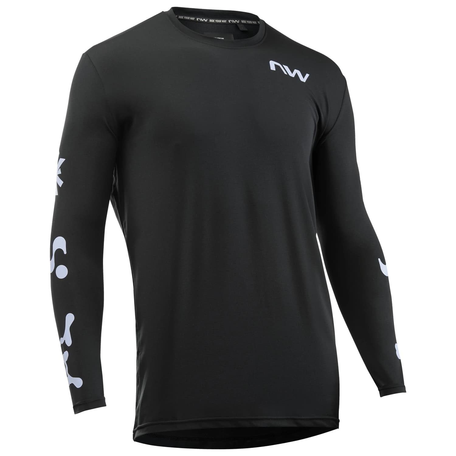 Мъжка фланелка с къс ръкав за колоездене Northwave Xtrail Jersey Long Sleeve Cycling jersey - Black / Ice Grey