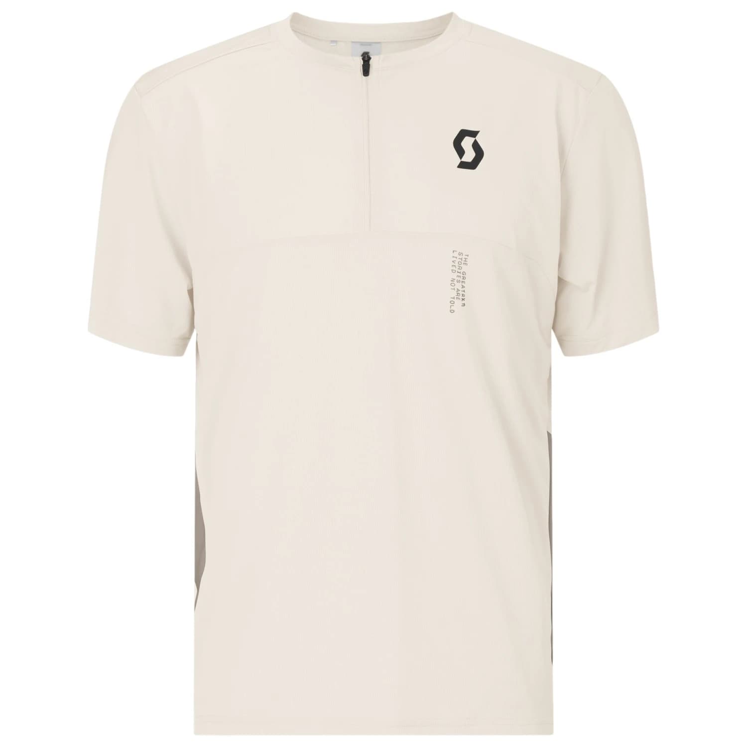 Мъжка фланелка с къс ръкав за колоездене Scott Tee Vertic Zip S/S Cycling jersey - Cotton White / Toast Beige
