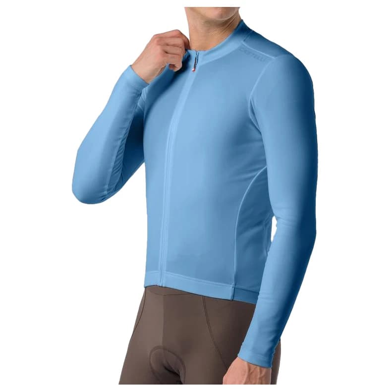 Мъжка фланелка с дълъг ръкав за колоездене Castelli Espresso Thermal 2 Jersey Cycling jersey - Metallic Blue
