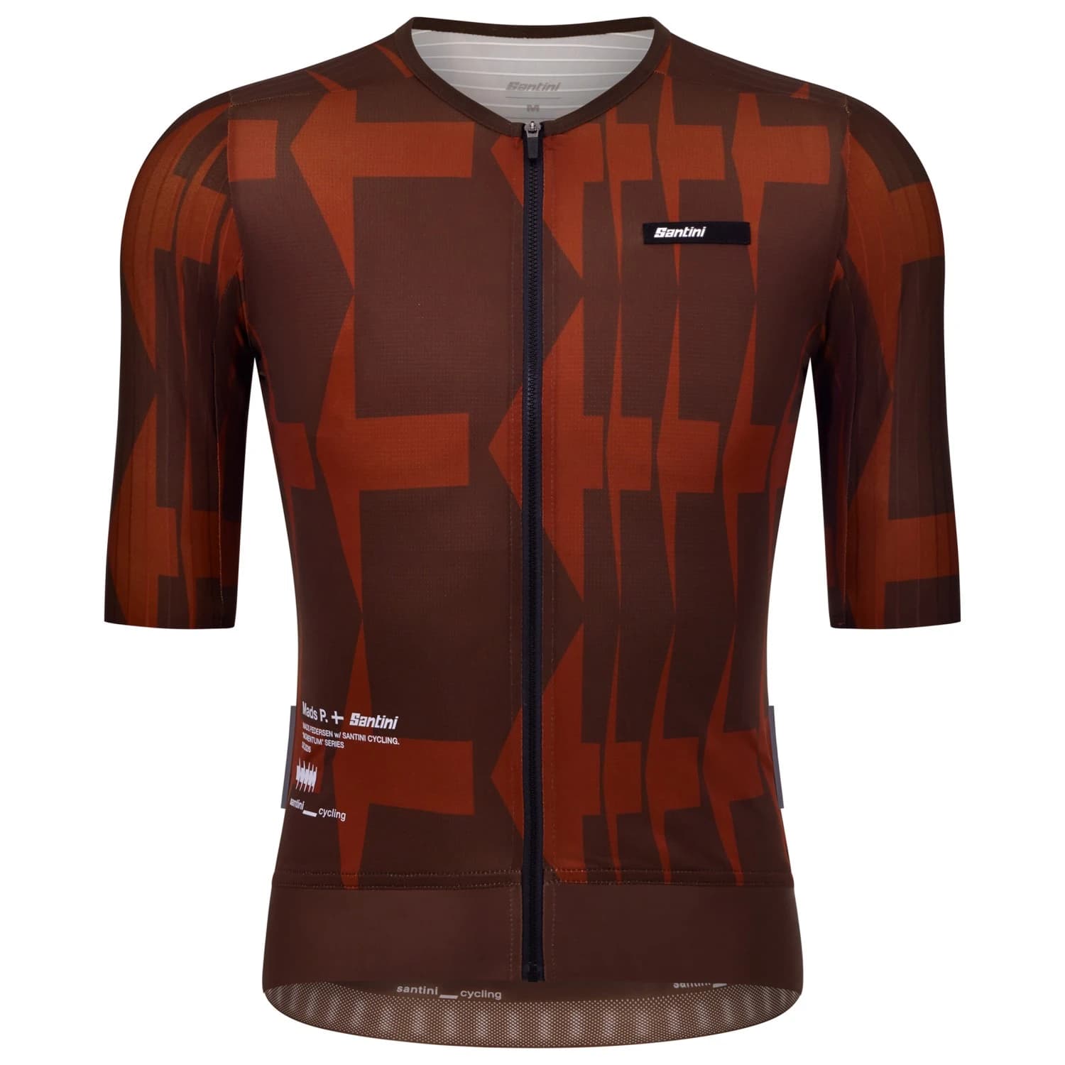 Фланелка с къс ръкав за колоездене Santini Mads Pedersen Momentum Series S/S Jersey Cycling jersey - Cioccolato