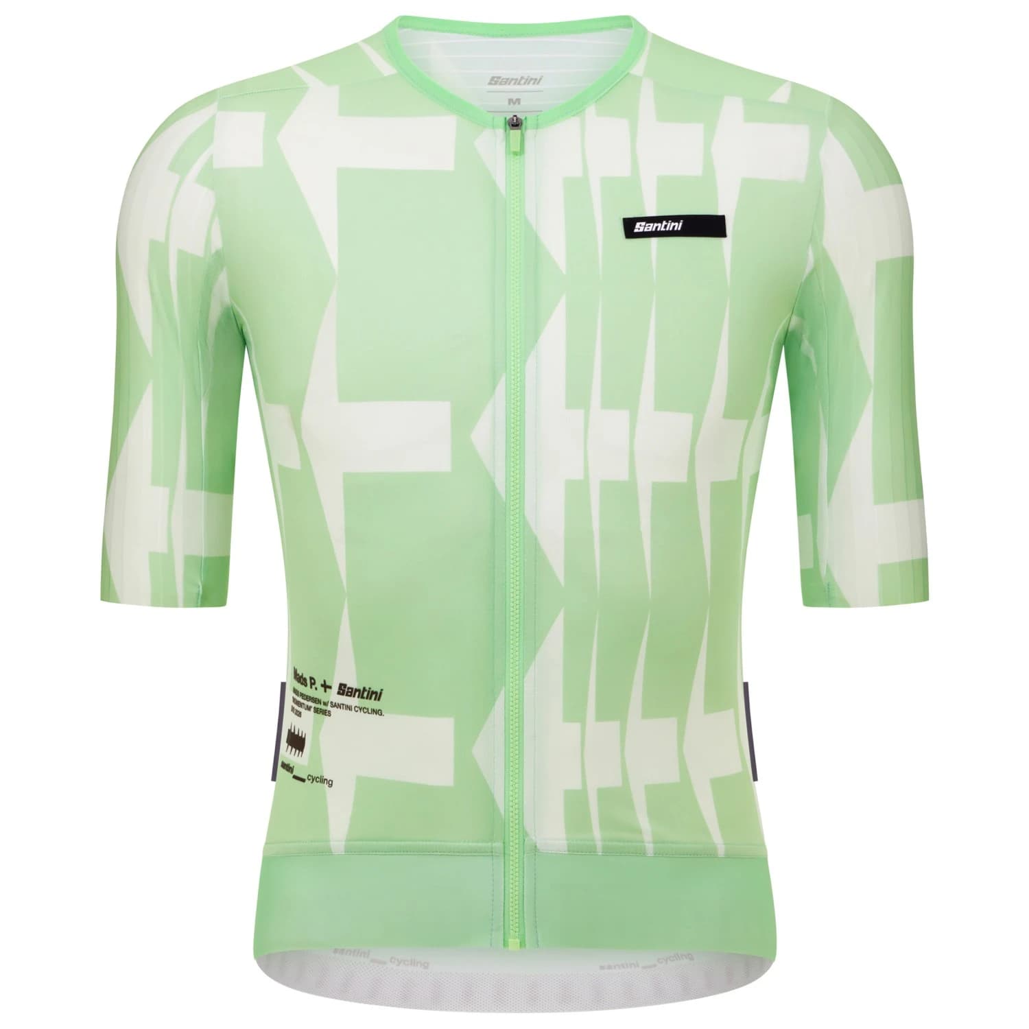 Фланелка с къс ръкав за колоездене Santini Mads Pedersen Momentum Series S/S Jersey Cycling jersey - Verde Menta
