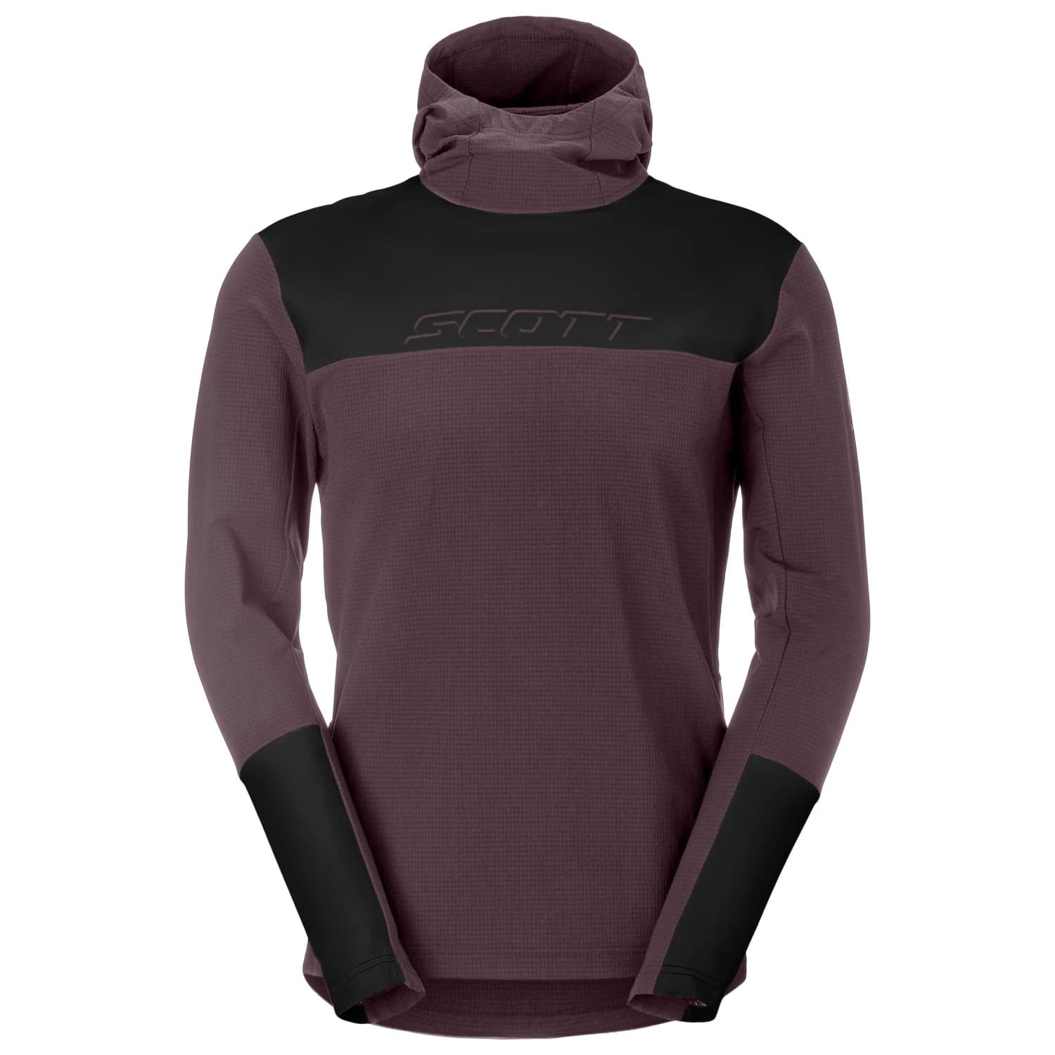 Фланелка с дълъг ръкав за колоездене Scott Hoodie Vertic Pro Warm Cycling jersey - Cocoa Red / Black