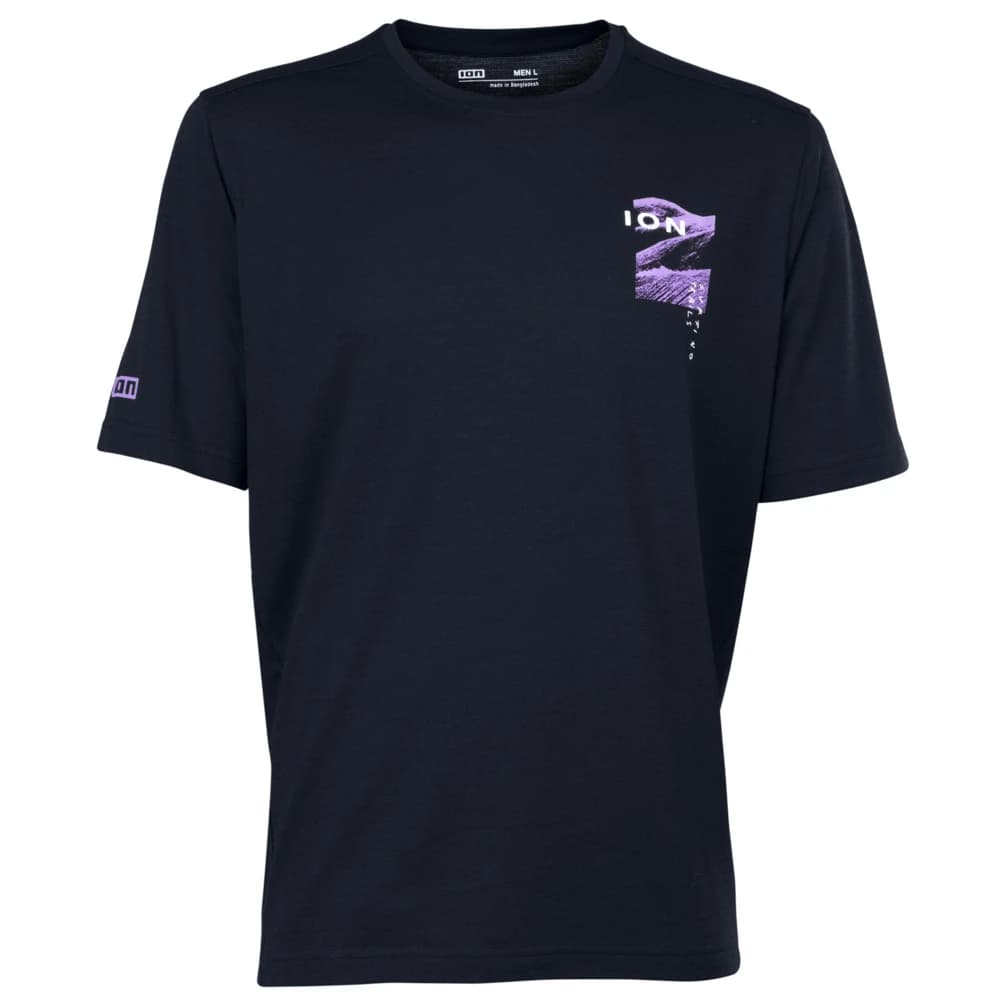 Фланелка с къс ръкав за колоездене ION IOB-Bike Jersey Ionic S/S Merino Cycling jersey - Black