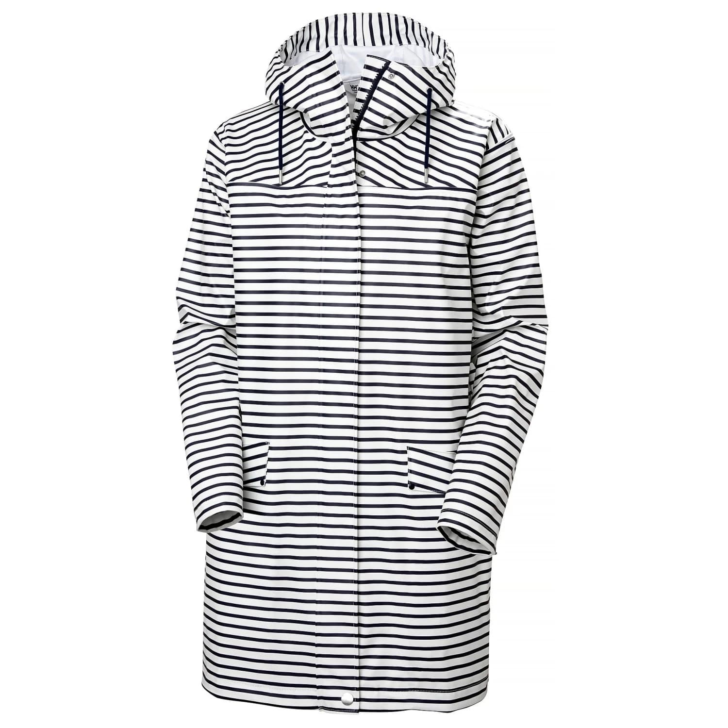 Дамско палто Helly Hansen Women's Moss Rain Coat - White Navy Stripe