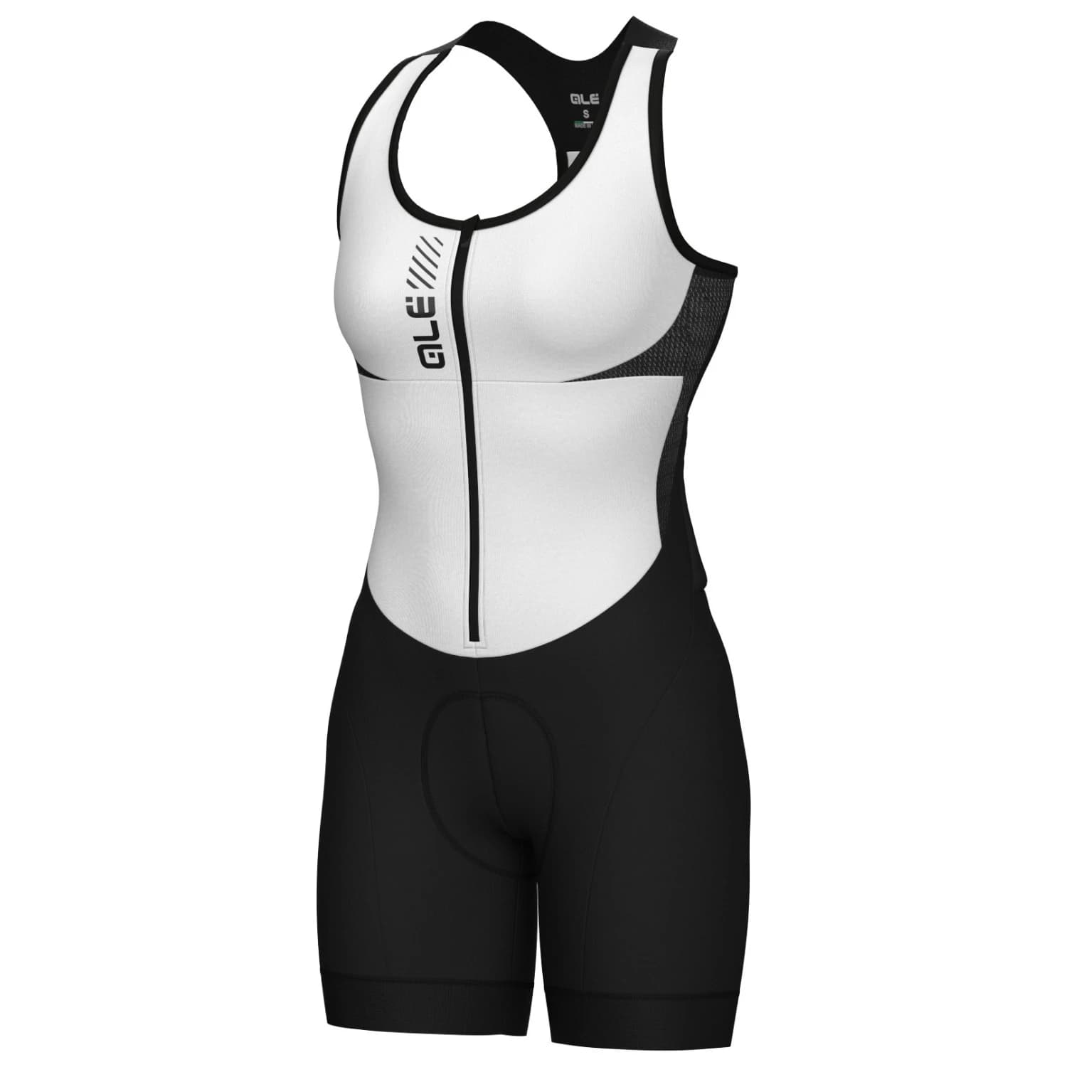Дамски потник за колоездене Alé Women's Color Block Sleeveless Unitard Cycling skinsuit - White