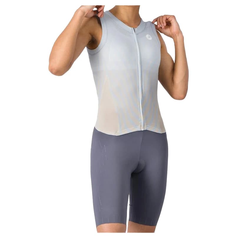 Дамски скин за колоездене Castelli Women's Free Sanremo Tri Suit Sleeveless Cycling skinsuit - Winter Sky / Silver Moon-Smoky G