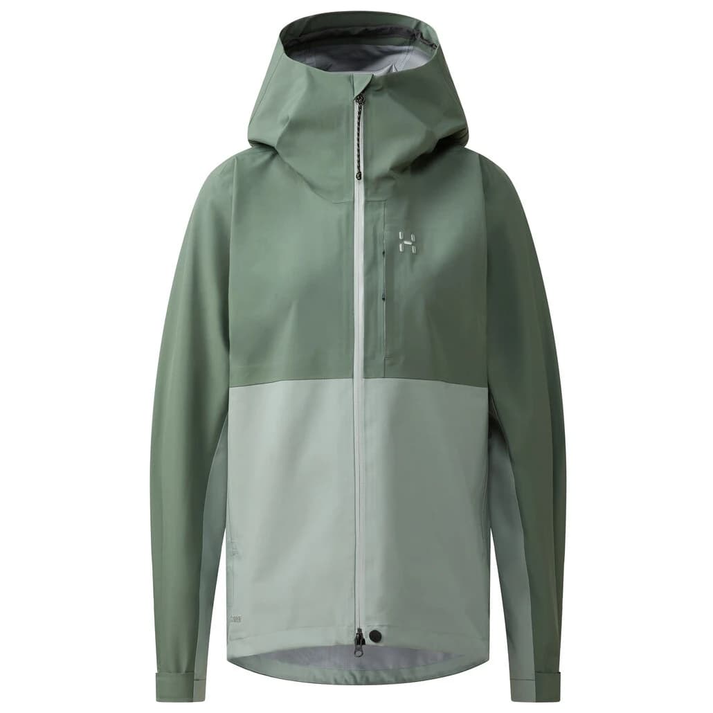Дамско водоустойчиво яке Haglöfs Women's Front Proof II Jacket Waterproof jacket - Chlorophyll Green / Dew Green