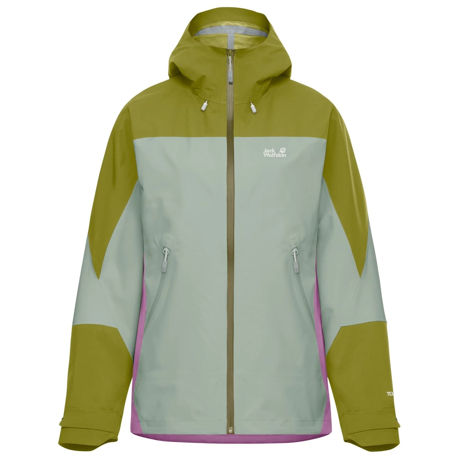 Дамско водоустойчиво яке Jack Wolfskin Women's Rockpaw 3L Jacket Waterproof jacket - Green Zinnia / Khaki Green