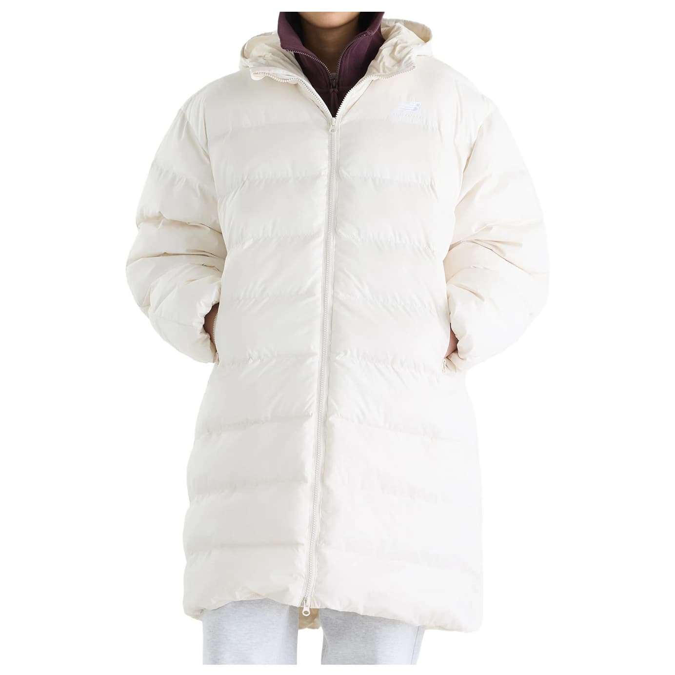 Дамско палто New Balance Women's Boston Long Puffer Jacket Coat - Linen