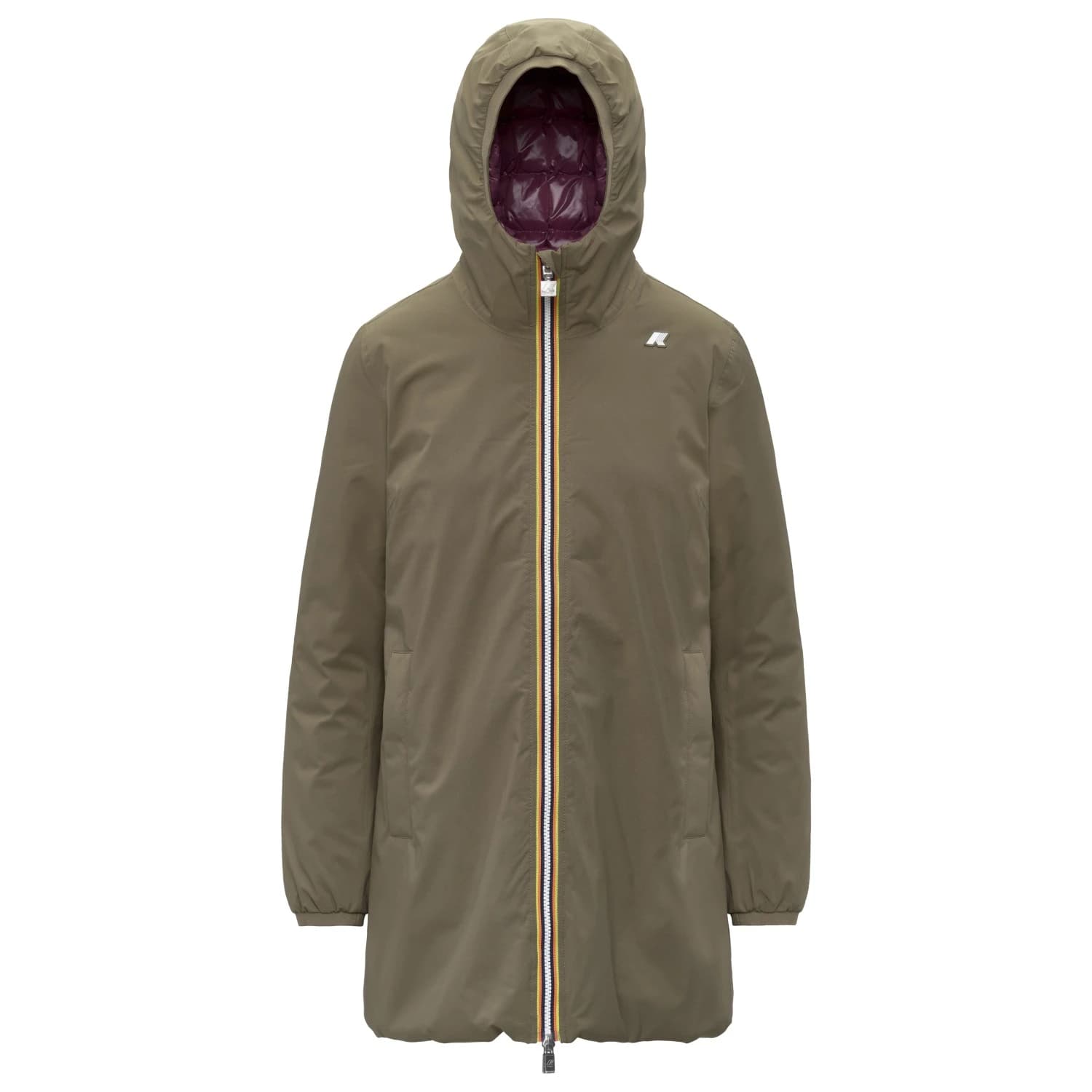 Дамско палто K-Way Women's Sophie St Thermo Double Coat - Green Army / Violet