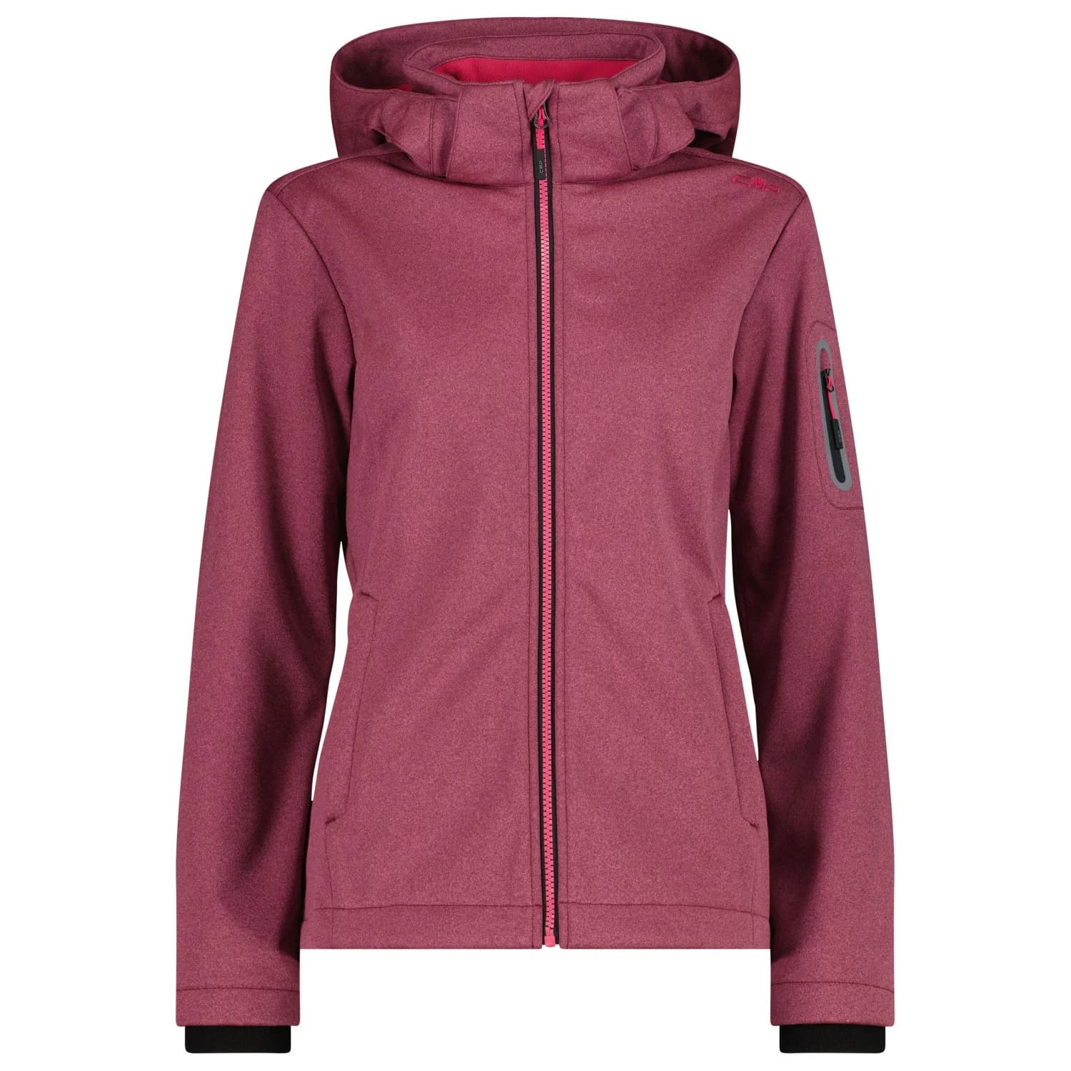 Дамско софтшел яке CMP Women's Softshell Jacket Zip Hood Softshell jacket - Pink Fluo Mel / Magenta