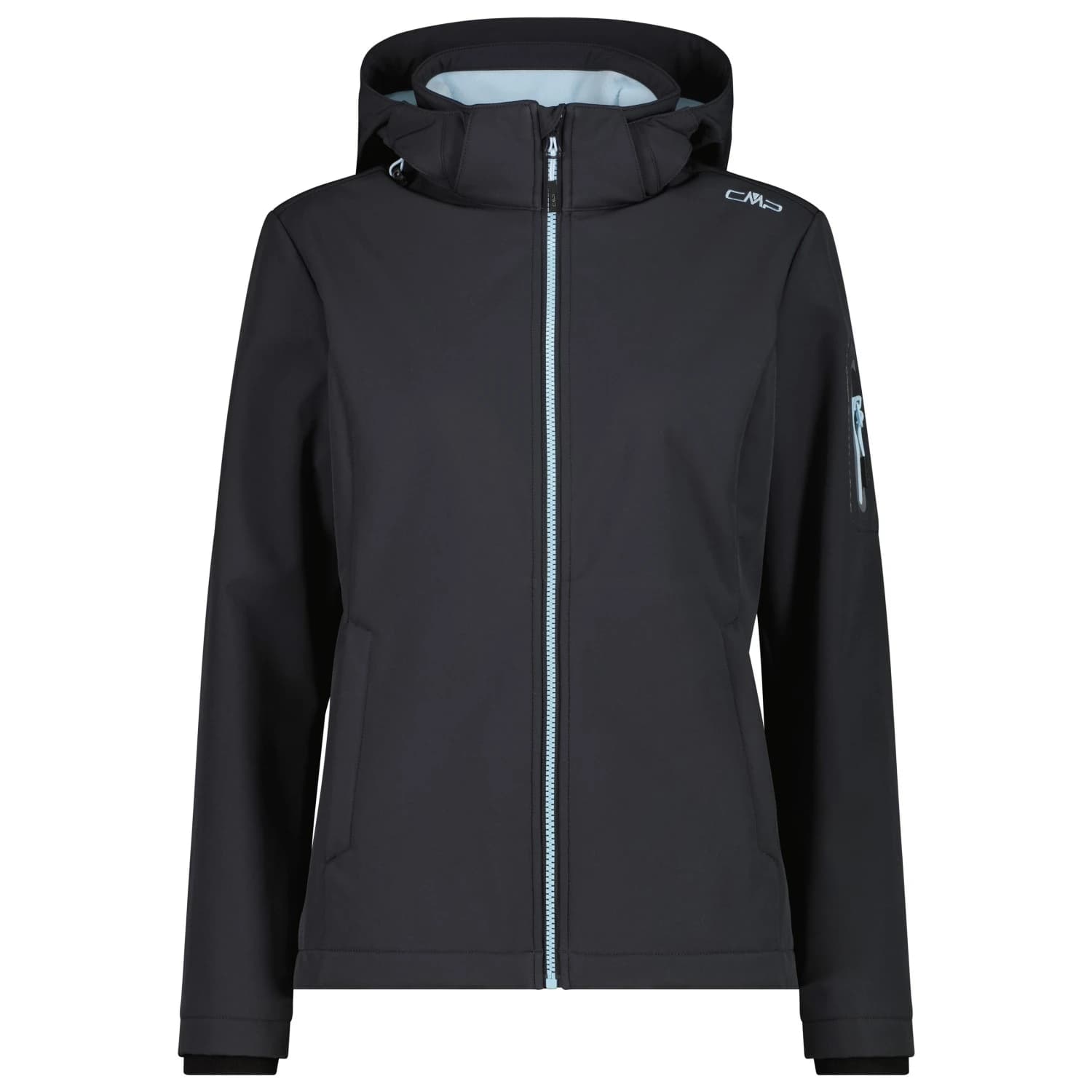 Дамско софтшел яке CMP Women's Softshell Jacket Zip Hood Softshell jacket - Antracite / Sky