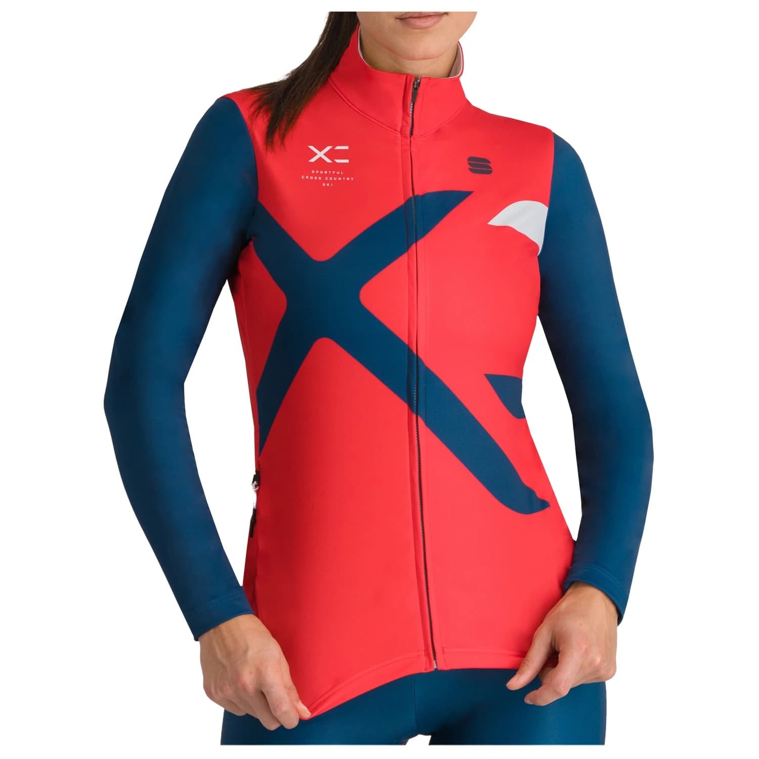 Дамско яке за ски бягане Sportful Women's Squadra Jersey Cross-country ski jacket - Hibiscus / Teal Blue